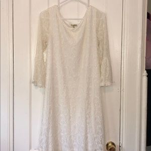 Cream Laced Midi Dress